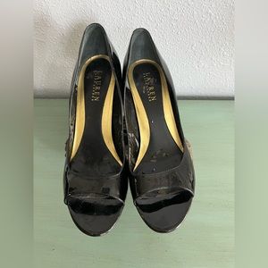Ralph Lauren, ladies patent leather peep toe shoes, size 9